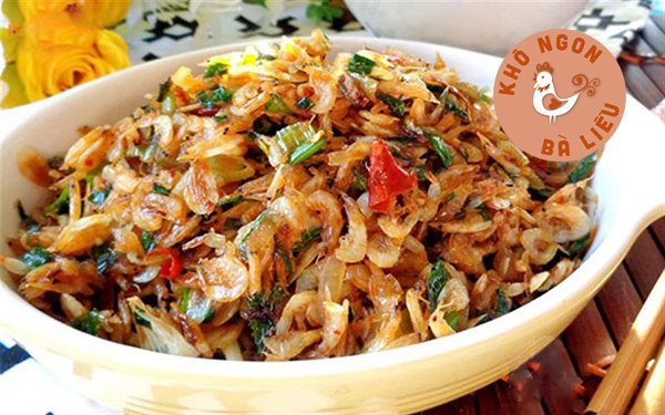 Món tép khô xào hành rất ngon